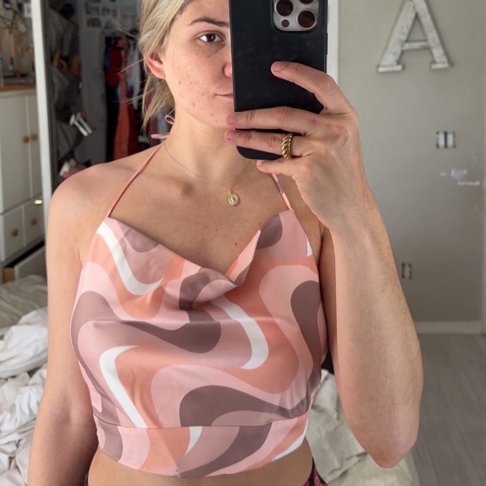 NEW w Tags! Princess Polly Cropped Multi Color Double Tie Back Top